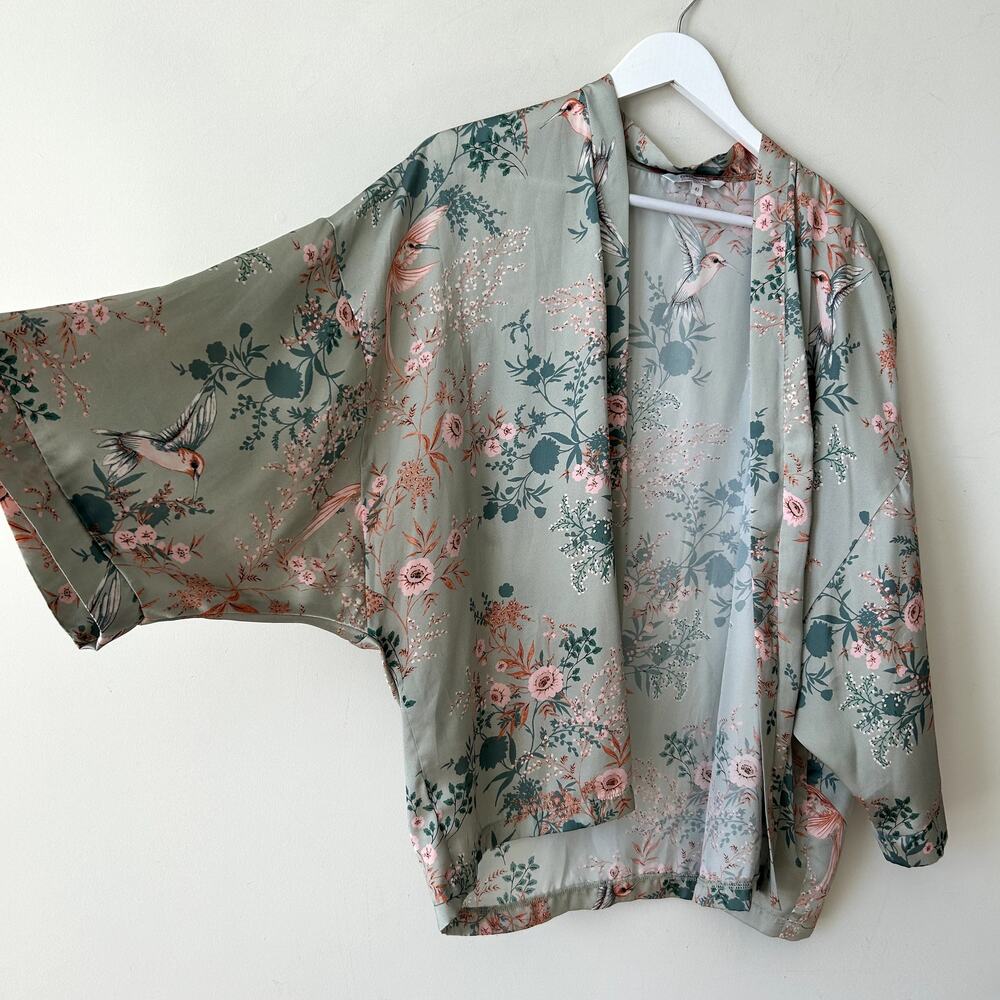 Clockhouse Elements Collection Kimono Size 42/L Wrap Bird Floral Novelty German